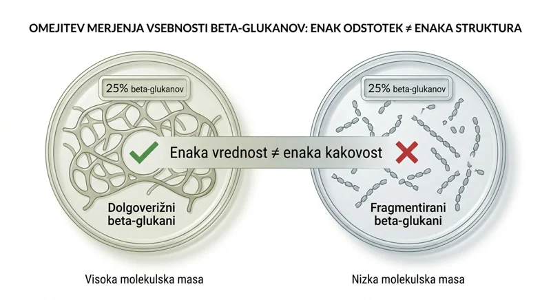 Comparison of beta-glucans with identical measured content but different structural quality