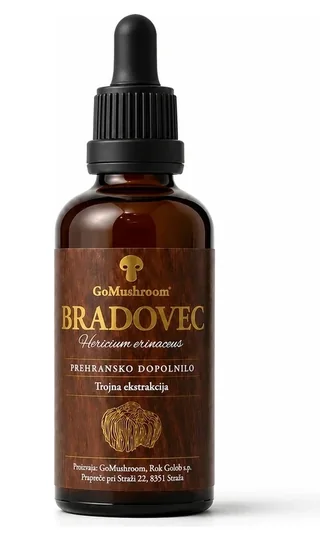 Resasti bradovec tinktura (Hericium erinaceus) - trojna ekstrakcija GoMushroom